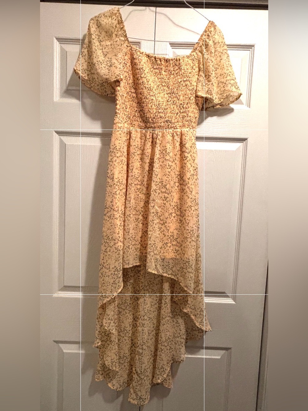Yellow Floral High-Low Smocked Dress